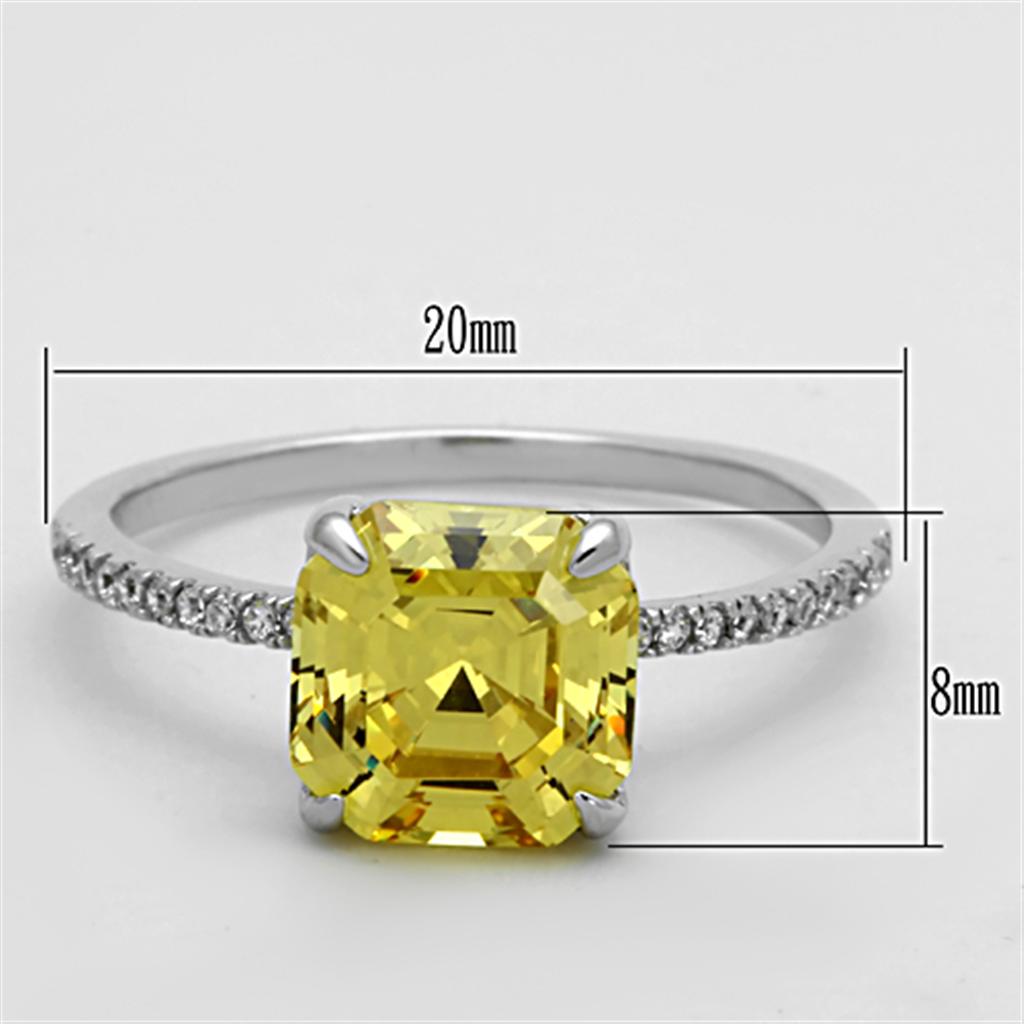 TS175 - Rhodium 925 Sterling Silver Ring with Cubic  in Topaz-1