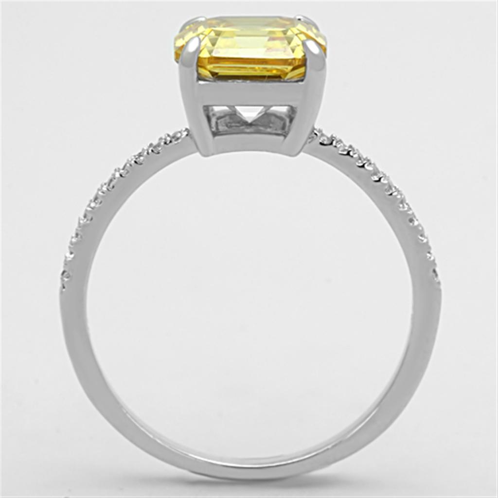TS175 - Rhodium 925 Sterling Silver Ring with Cubic  in Topaz-2