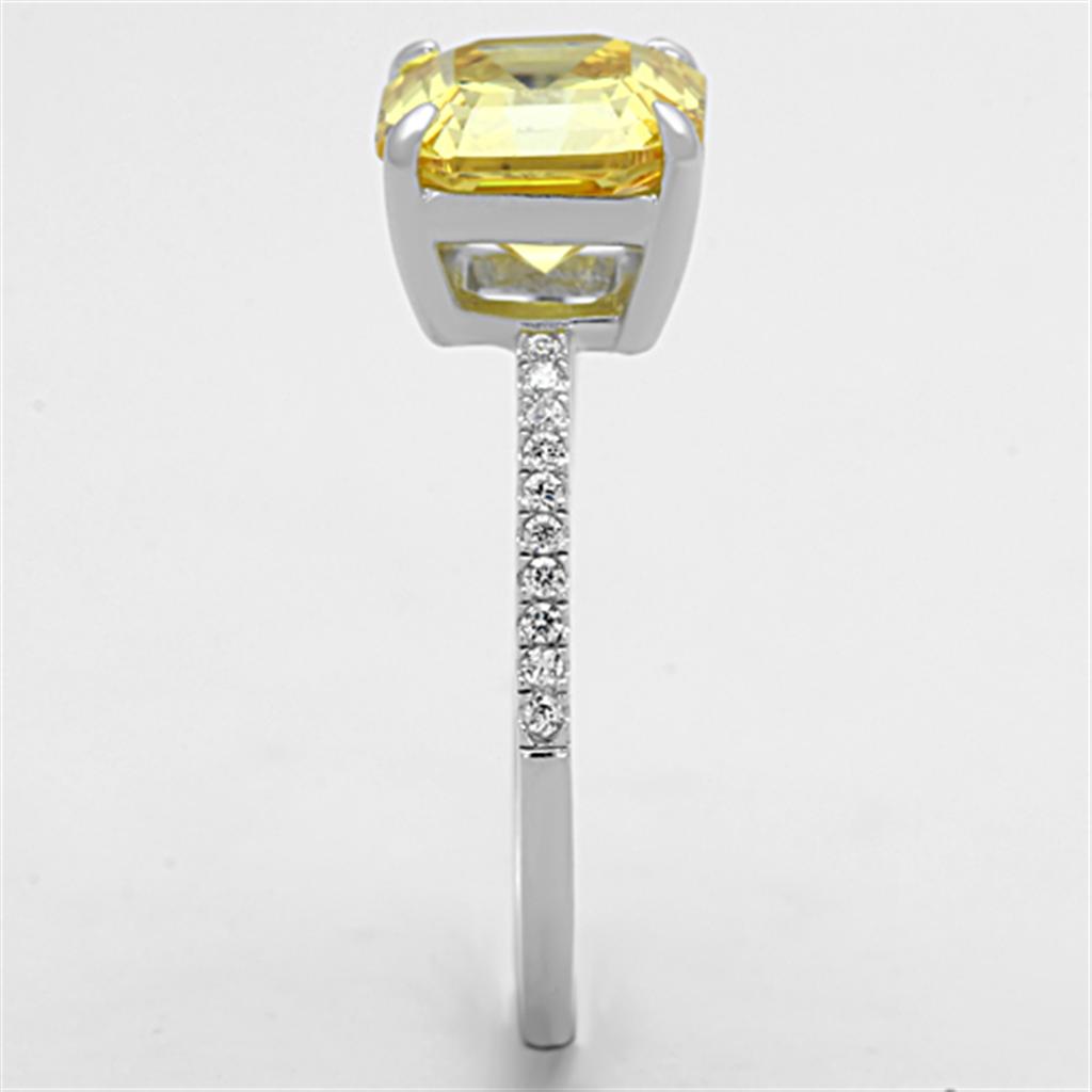 TS175 - Rhodium 925 Sterling Silver Ring with Cubic  in Topaz-3