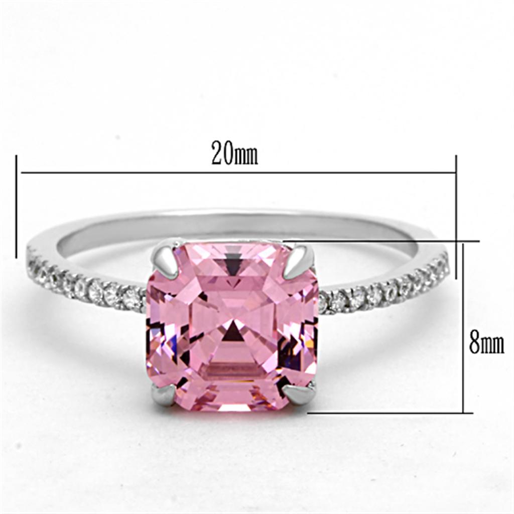 TS179 - Rhodium 925 Sterling Silver Ring with Cubic  in Rose-1
