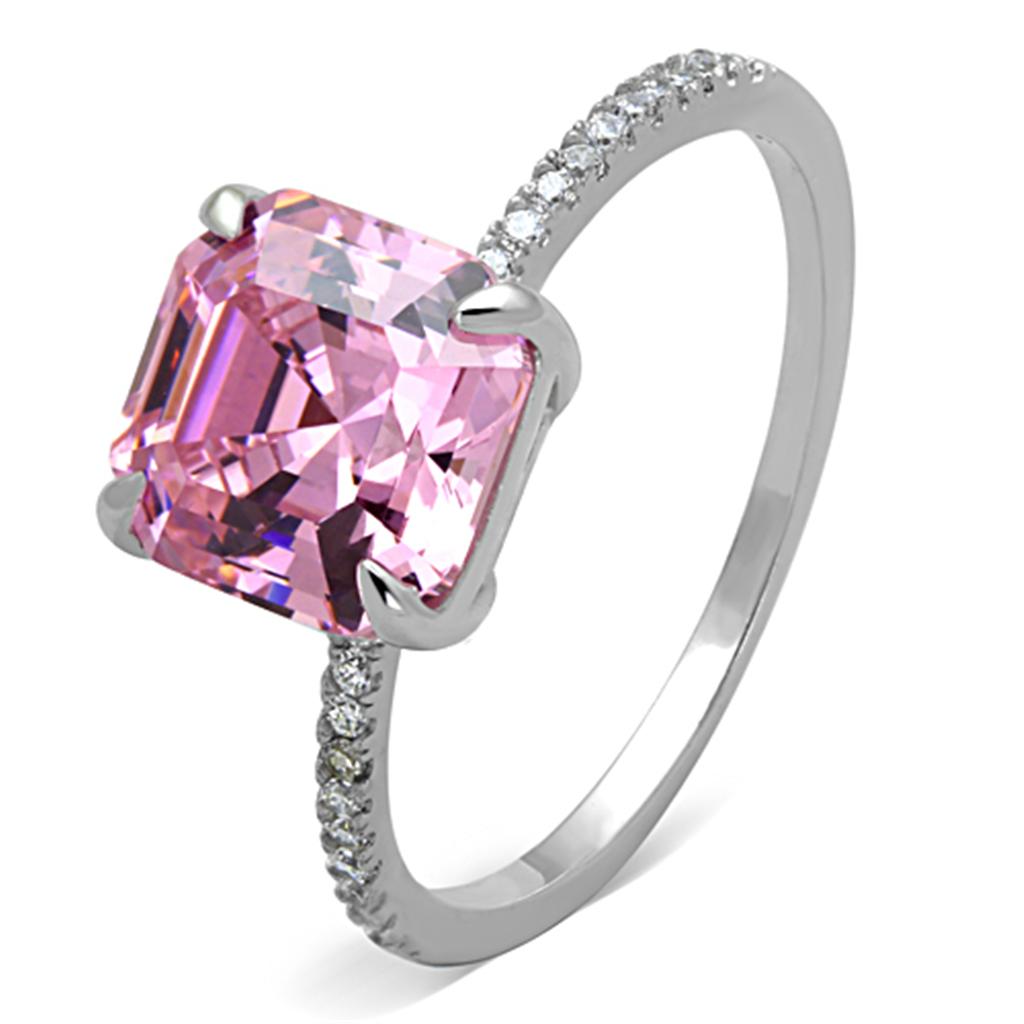 TS179 - Rhodium 925 Sterling Silver Ring with Cubic  in Rose-4