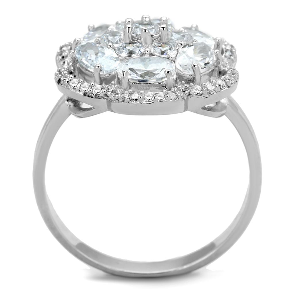 TS180 - Rhodium 925 Sterling Silver Ring with AAA Grade CZ  in Clear-2