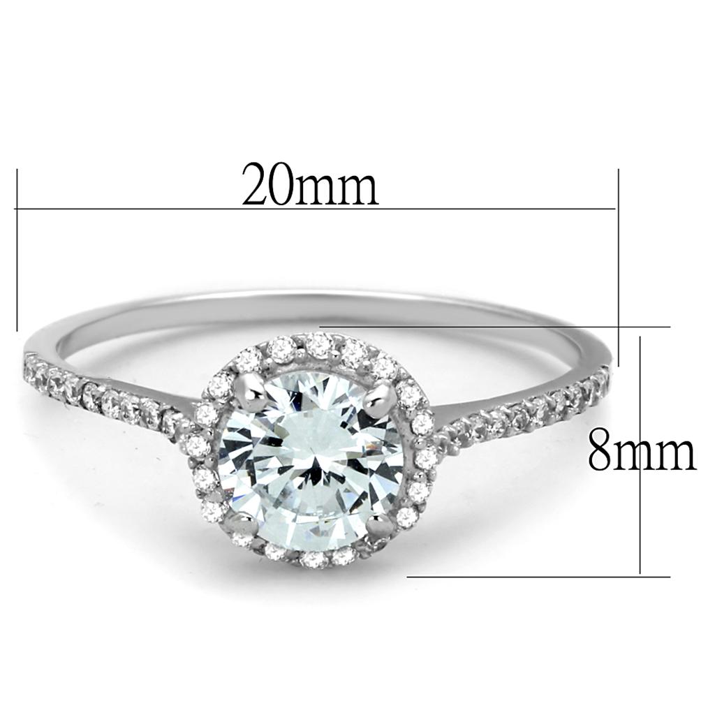 TS190 - Rhodium 925 Sterling Silver Ring with AAA Grade CZ  in Clear-1