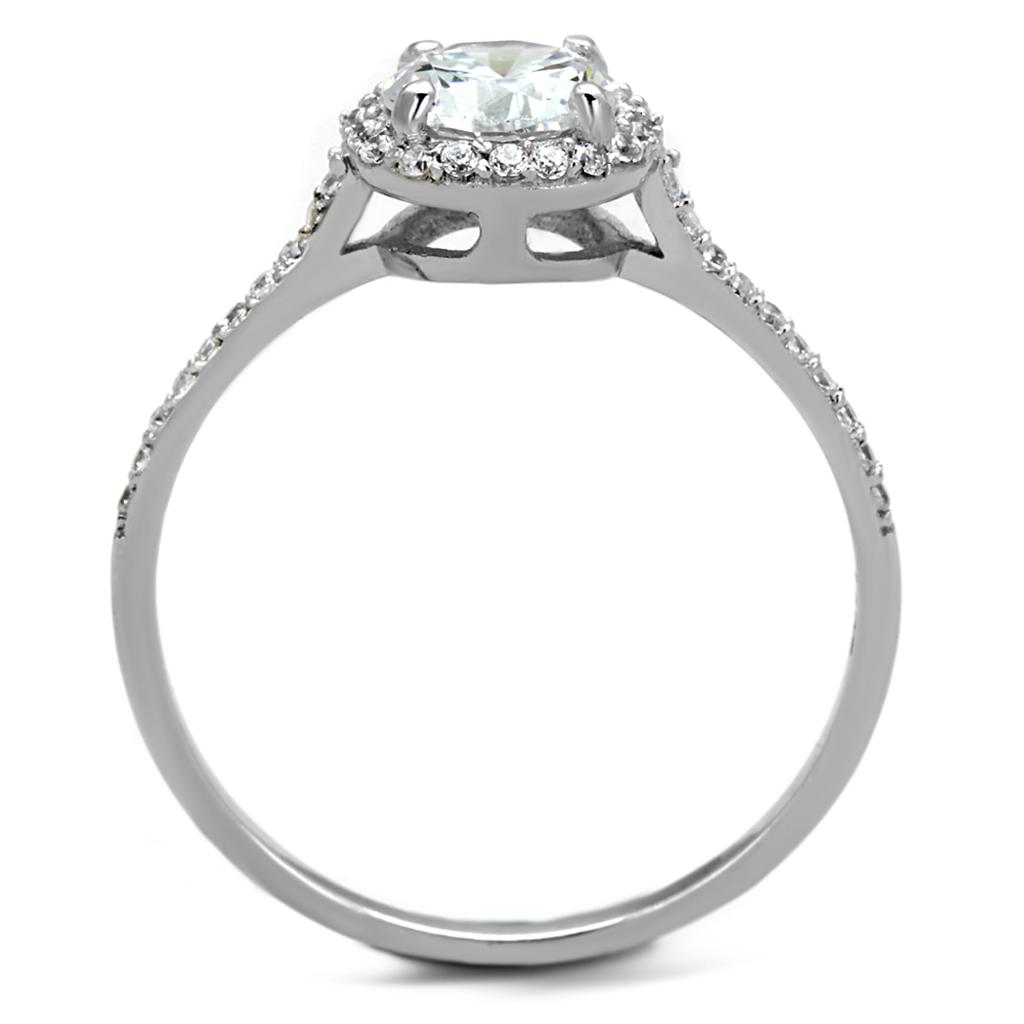 TS190 - Rhodium 925 Sterling Silver Ring with AAA Grade CZ  in Clear-2