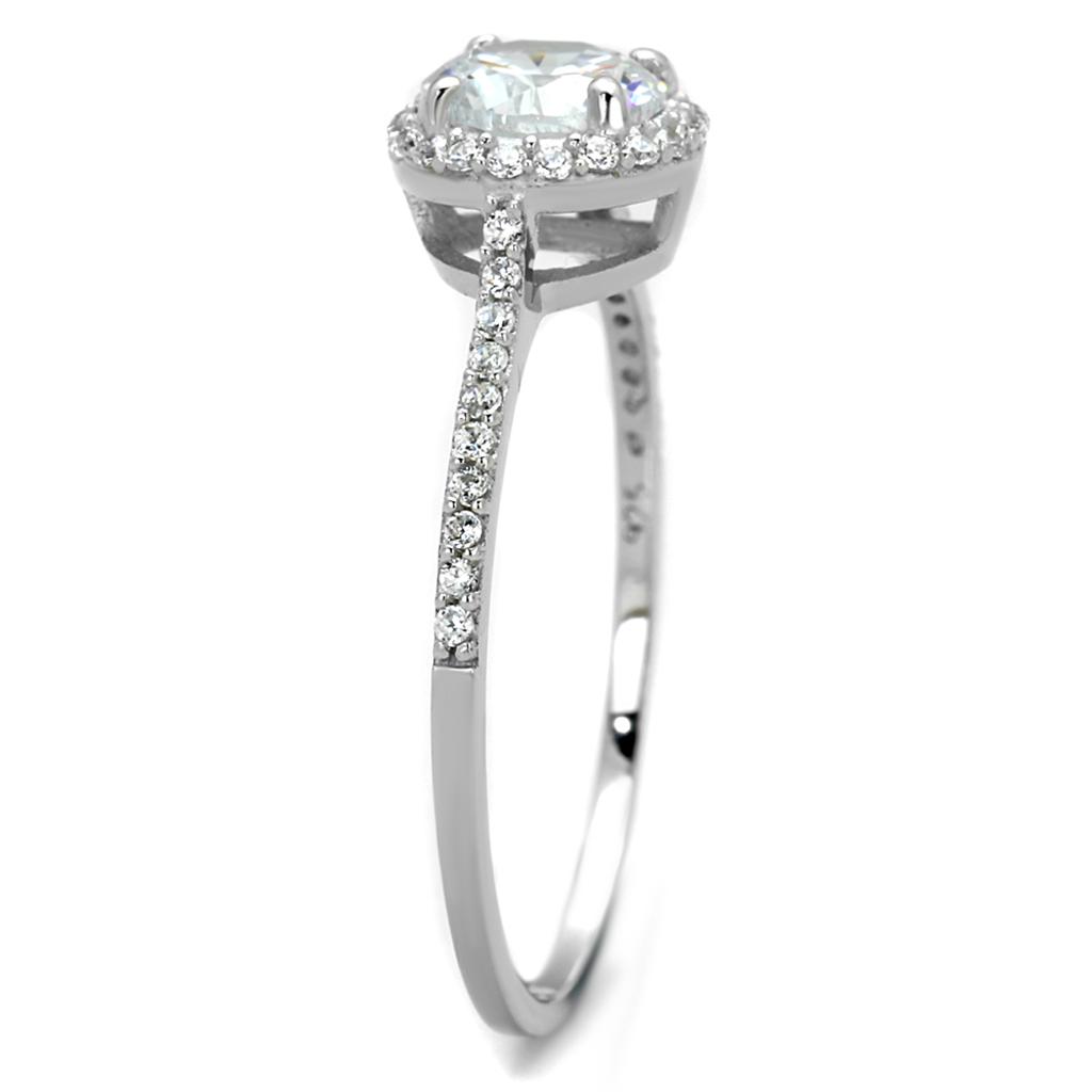 TS190 - Rhodium 925 Sterling Silver Ring with AAA Grade CZ  in Clear-3