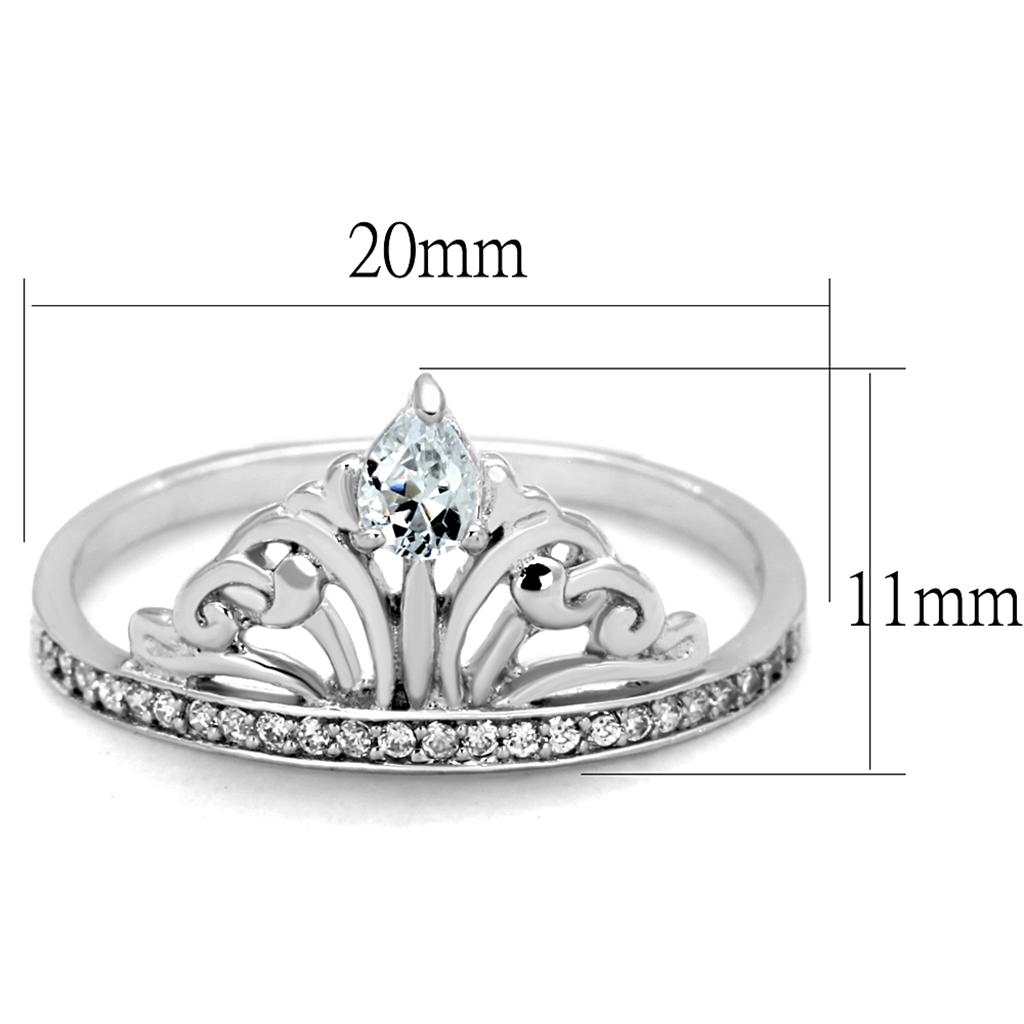 TS191 - Rhodium 925 Sterling Silver Ring with AAA Grade CZ  in Clear-1