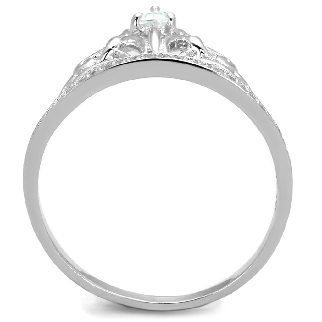 TS191 - Rhodium 925 Sterling Silver Ring with AAA Grade CZ  in Clear-2