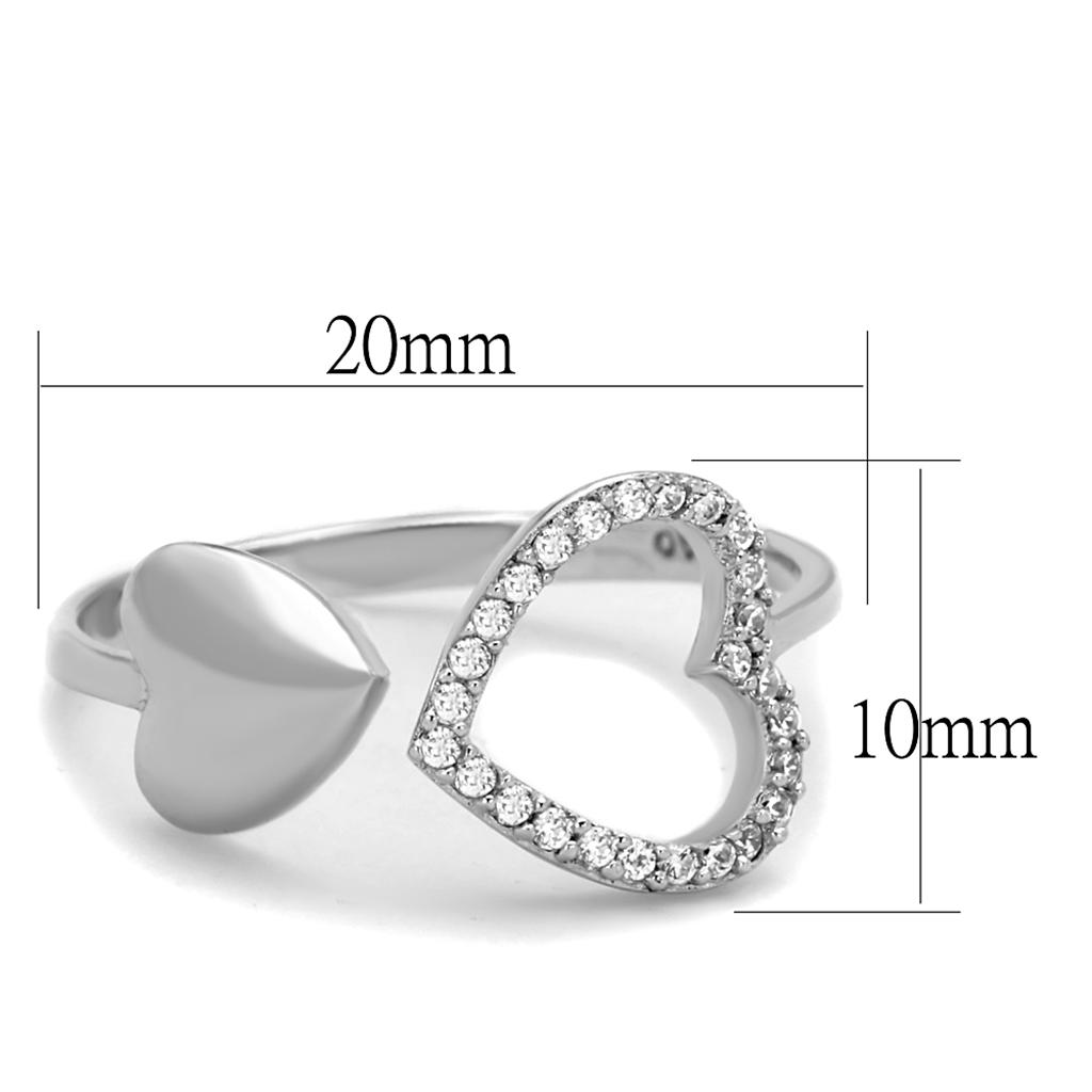 TS194 - Rhodium 925 Sterling Silver Ring with AAA Grade CZ  in Clear-1