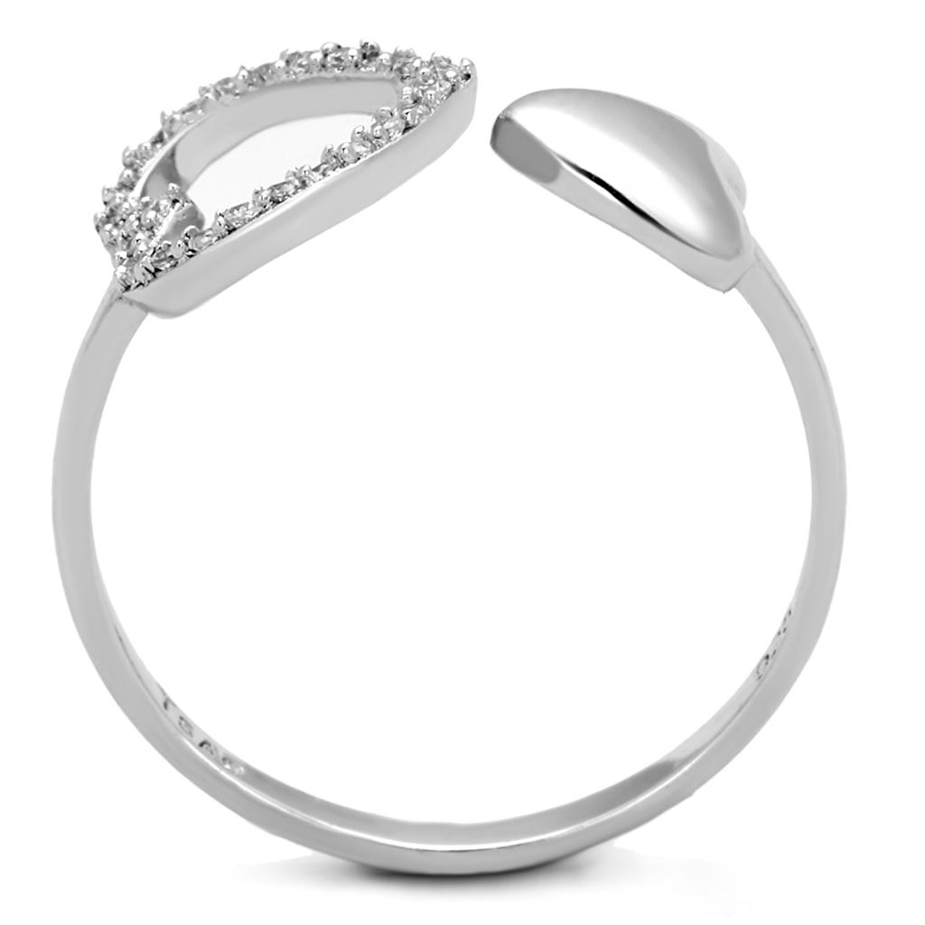 TS194 - Rhodium 925 Sterling Silver Ring with AAA Grade CZ  in Clear-2