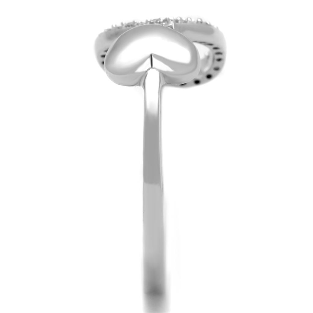TS194 - Rhodium 925 Sterling Silver Ring with AAA Grade CZ  in Clear-3
