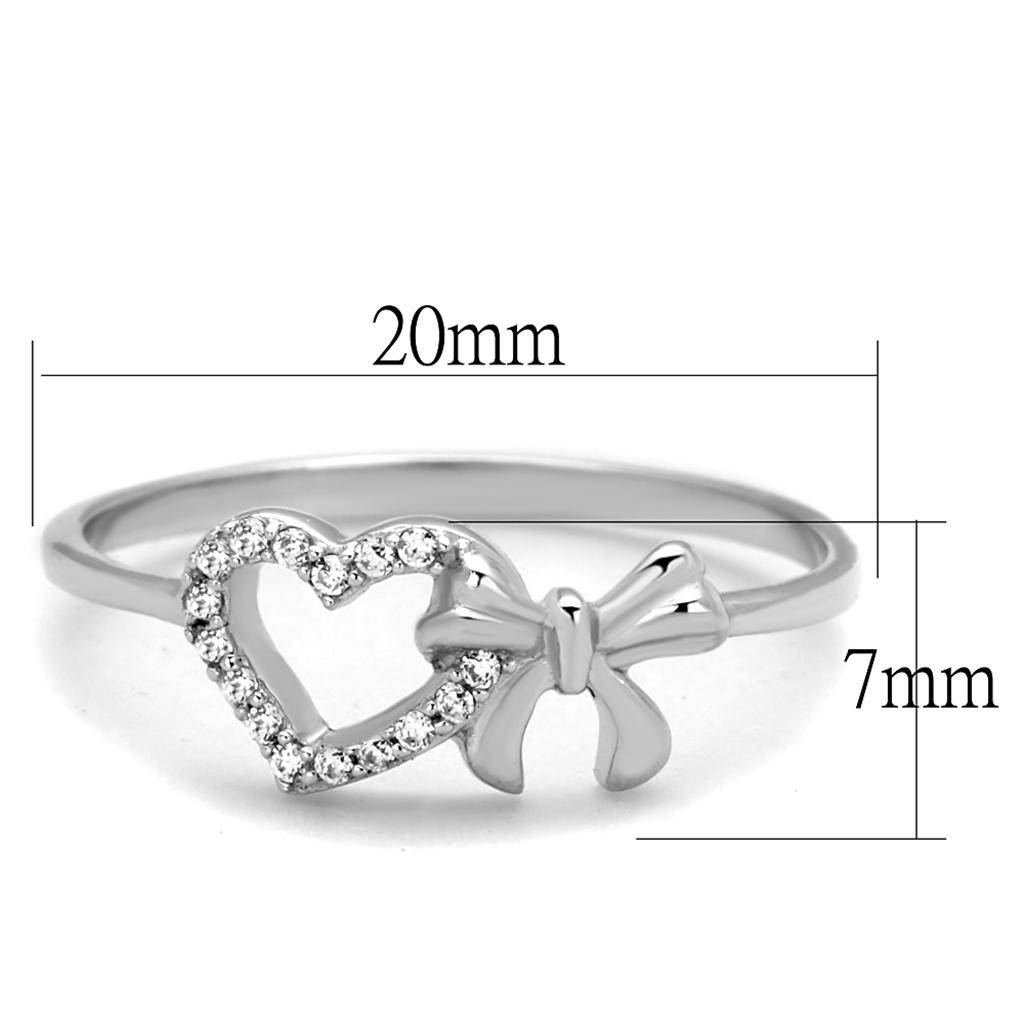 TS195 - Rhodium 925 Sterling Silver Ring with AAA Grade CZ  in Clear-1