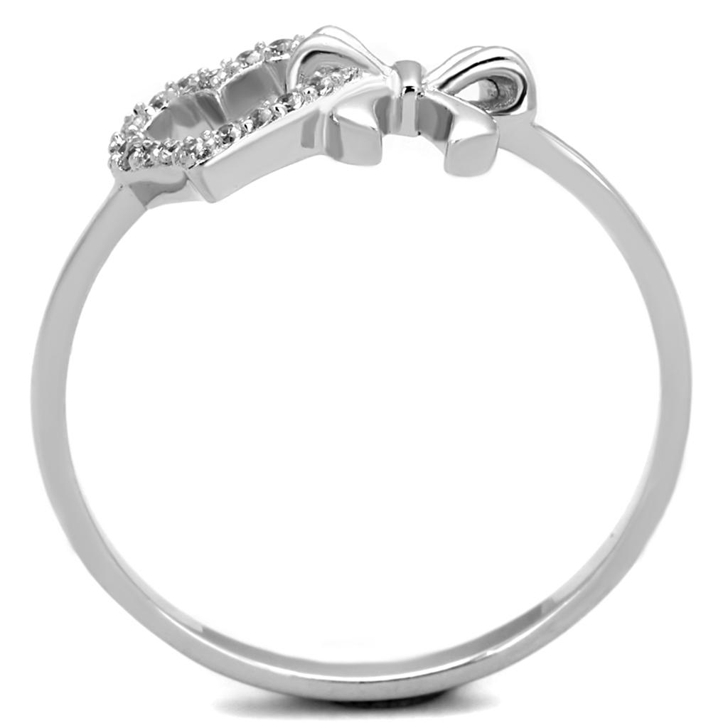 TS195 - Rhodium 925 Sterling Silver Ring with AAA Grade CZ  in Clear-2