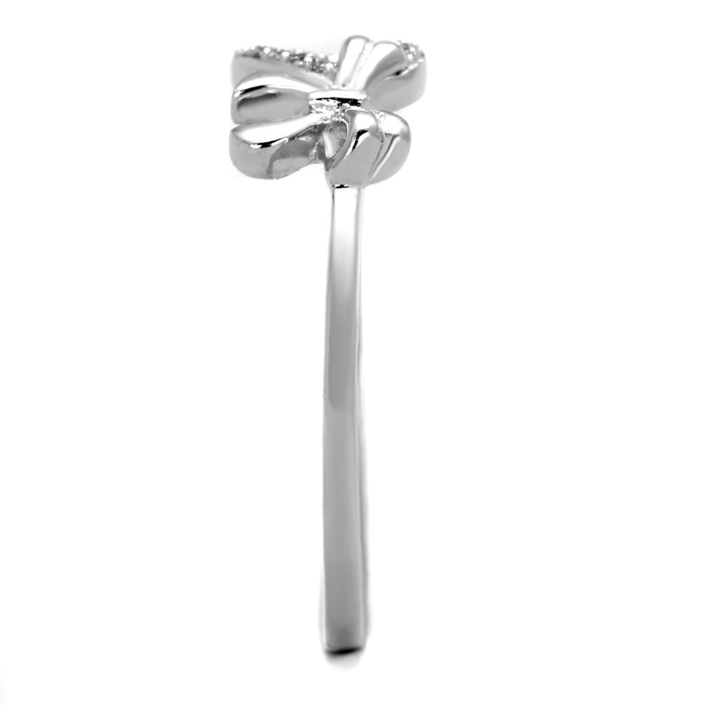 TS195 - Rhodium 925 Sterling Silver Ring with AAA Grade CZ  in Clear-3