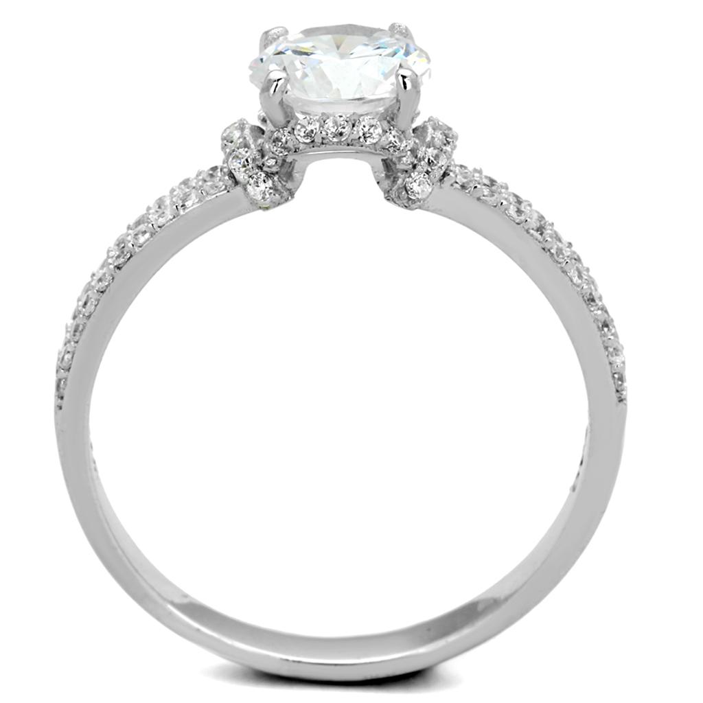 TS197 - Rhodium 925 Sterling Silver Ring with AAA Grade CZ  in Clear-2