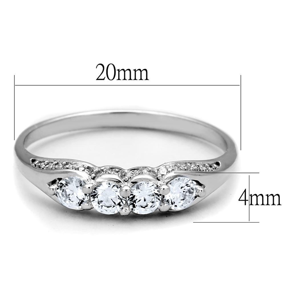 TS198 - Rhodium 925 Sterling Silver Ring with AAA Grade CZ  in Clear-1