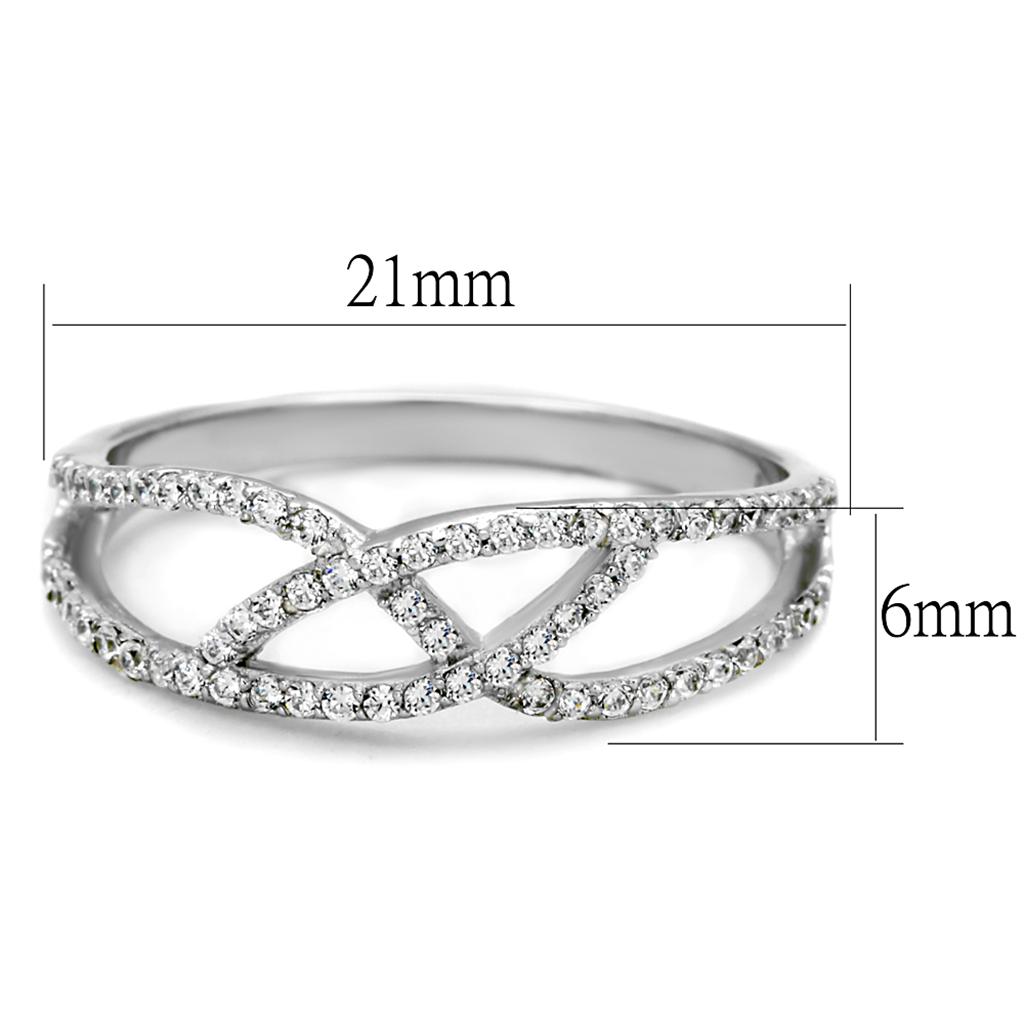TS201 - Rhodium 925 Sterling Silver Ring with AAA Grade CZ  in Clear-1