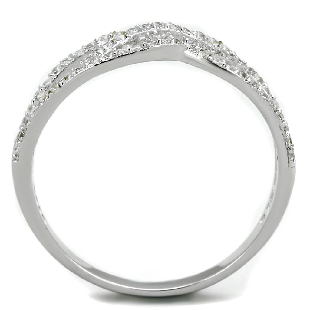 TS201 - Rhodium 925 Sterling Silver Ring with AAA Grade CZ  in Clear-2