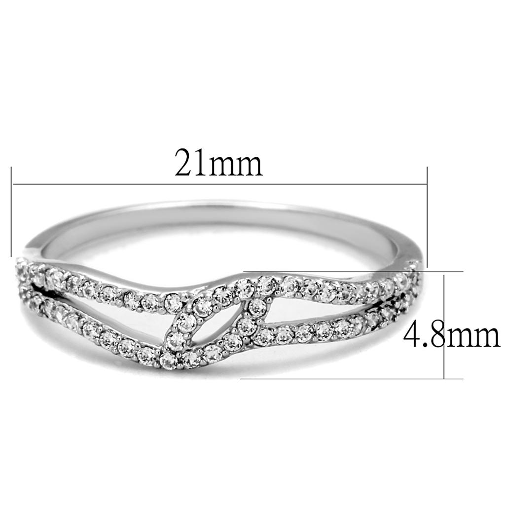 TS202 - Rhodium 925 Sterling Silver Ring with AAA Grade CZ  in Clear-1