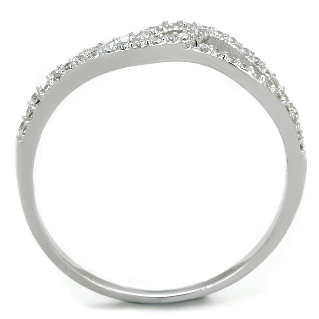 TS202 - Rhodium 925 Sterling Silver Ring with AAA Grade CZ  in Clear-2