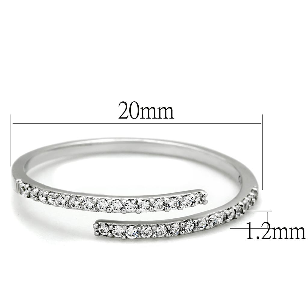 TS204 - Rhodium 925 Sterling Silver Ring with AAA Grade CZ  in Clear-1