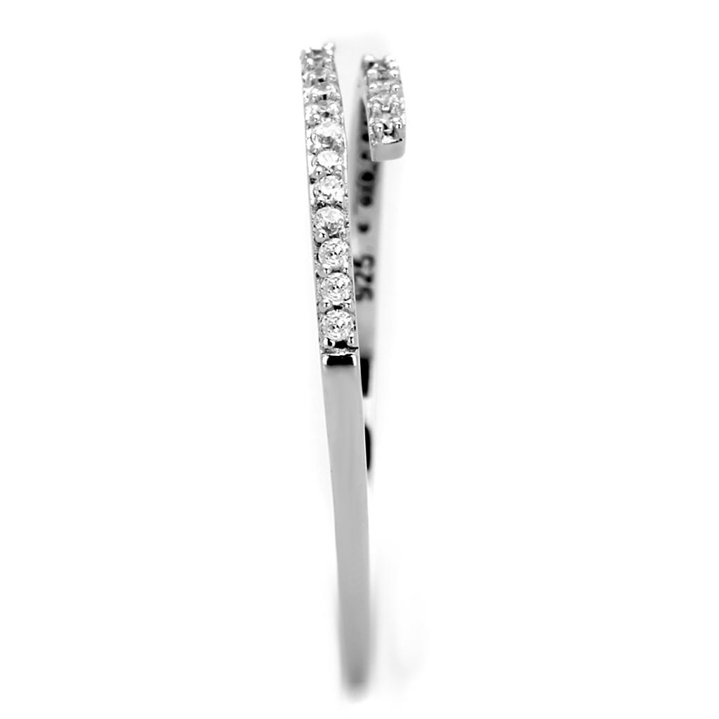 TS204 - Rhodium 925 Sterling Silver Ring with AAA Grade CZ  in Clear-3