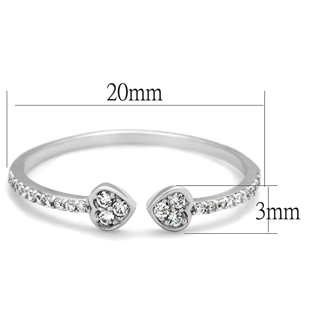 TS205 - Rhodium 925 Sterling Silver Ring with AAA Grade CZ  in Clear-1