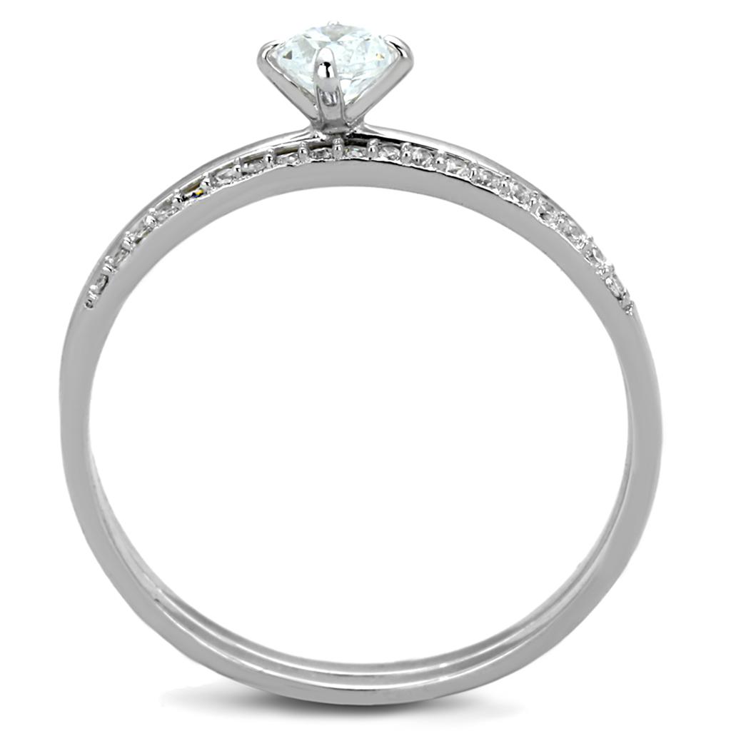 TS206 - Rhodium 925 Sterling Silver Ring with AAA Grade CZ  in Clear-2