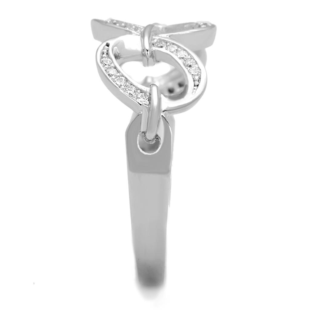 TS212 - Rhodium 925 Sterling Silver Ring with AAA Grade CZ  in Clear-3