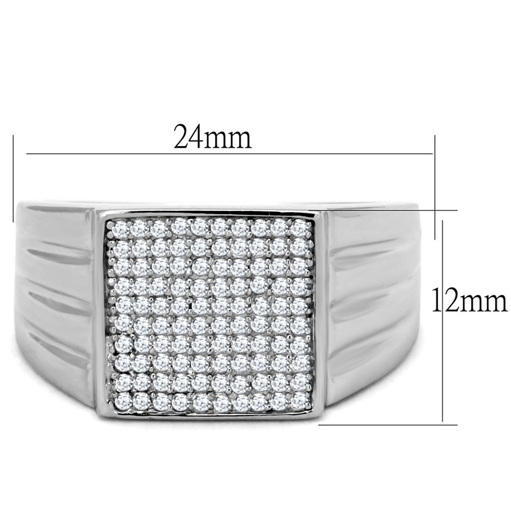 TS214 - Rhodium 925 Sterling Silver Ring with AAA Grade CZ  in Clear-1