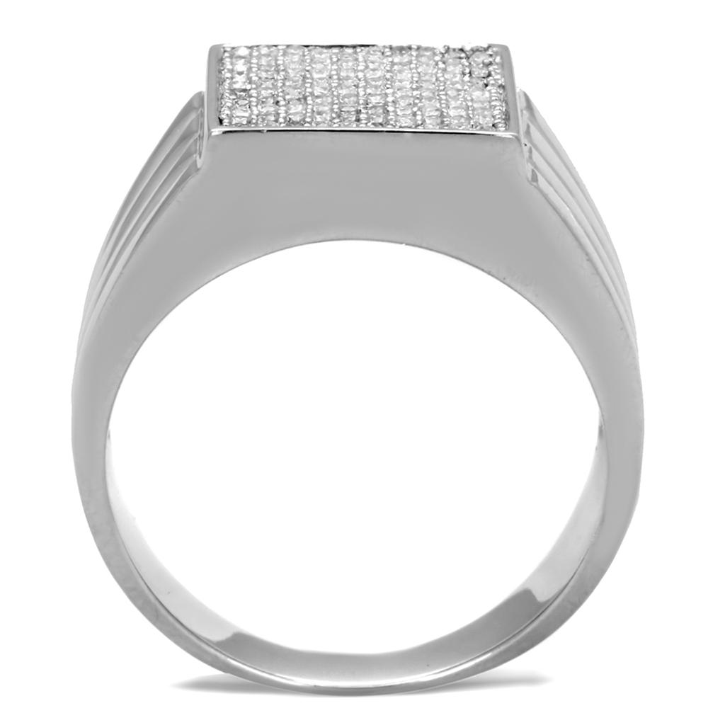 TS214 - Rhodium 925 Sterling Silver Ring with AAA Grade CZ  in Clear-2