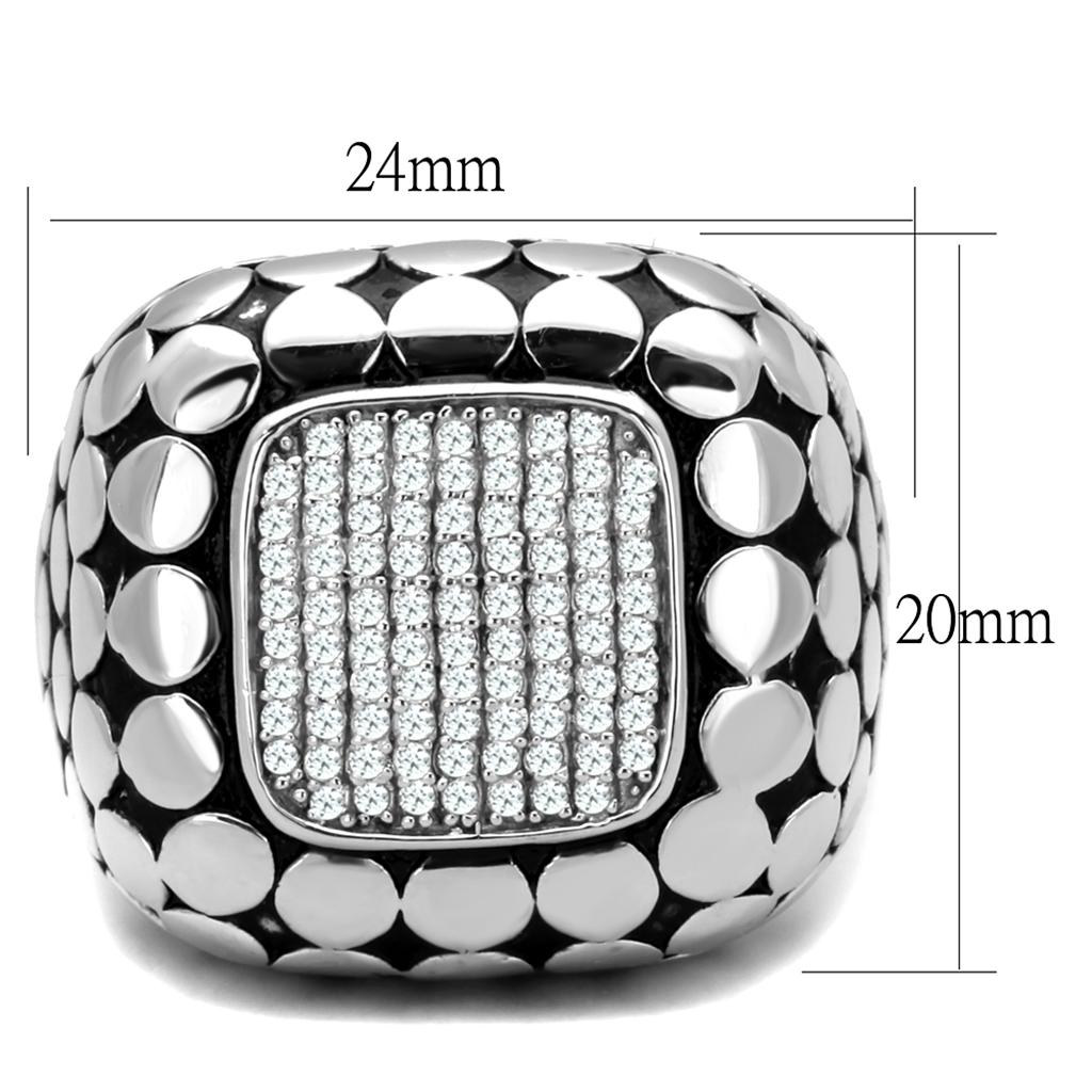 TS215 - Rhodium 925 Sterling Silver Ring with AAA Grade CZ  in Clear-1