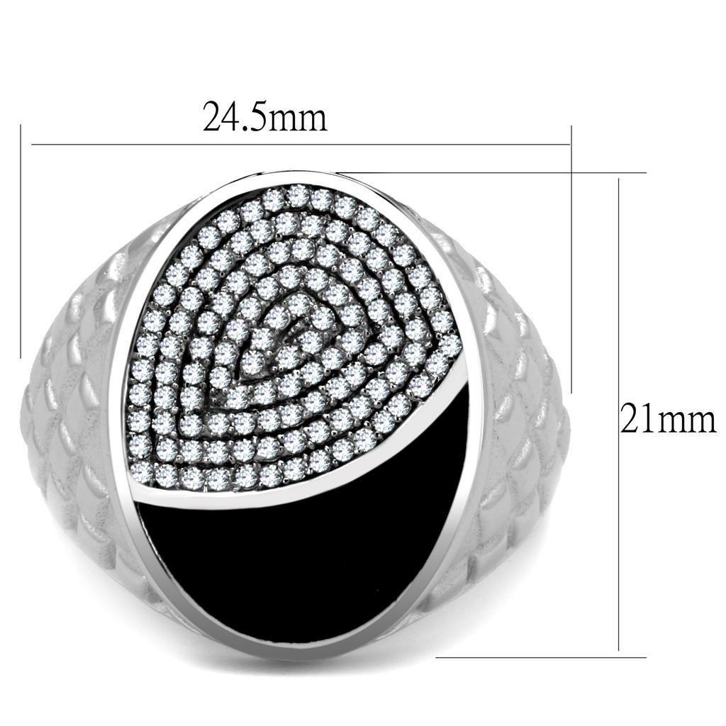 TS216 - Rhodium 925 Sterling Silver Ring with AAA Grade CZ  in Clear-1