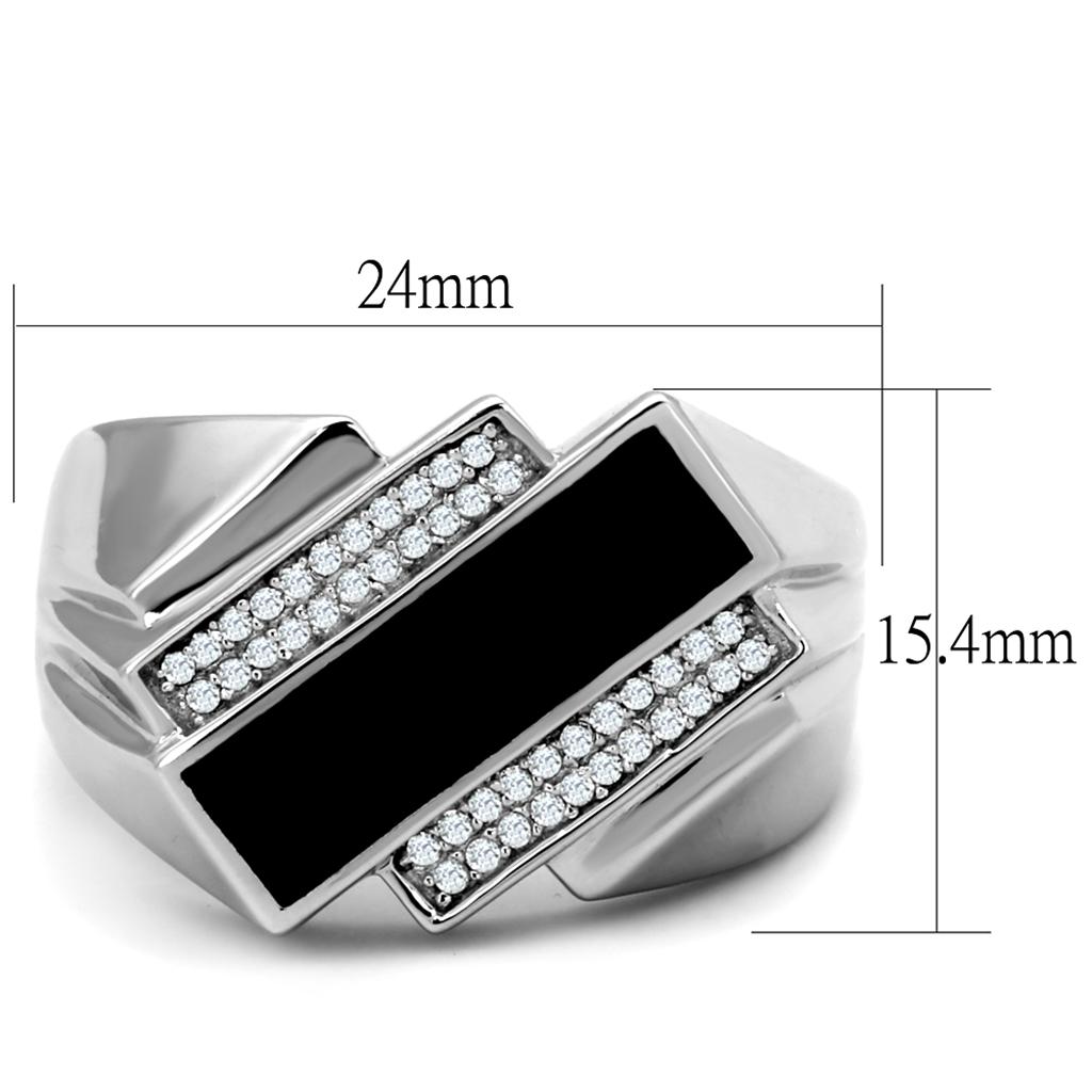 TS218 - Rhodium 925 Sterling Silver Ring with AAA Grade CZ  in Clear-1