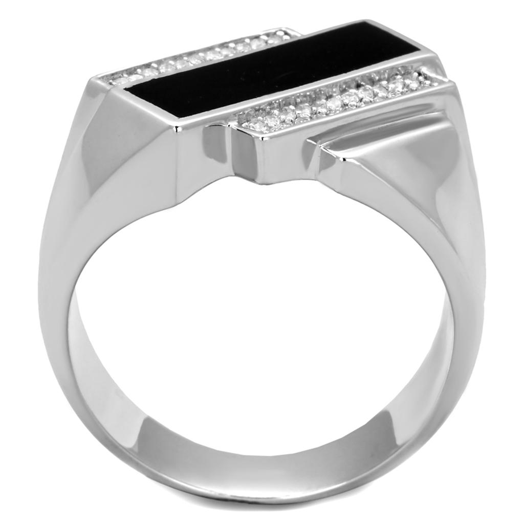 TS218 - Rhodium 925 Sterling Silver Ring with AAA Grade CZ  in Clear-2