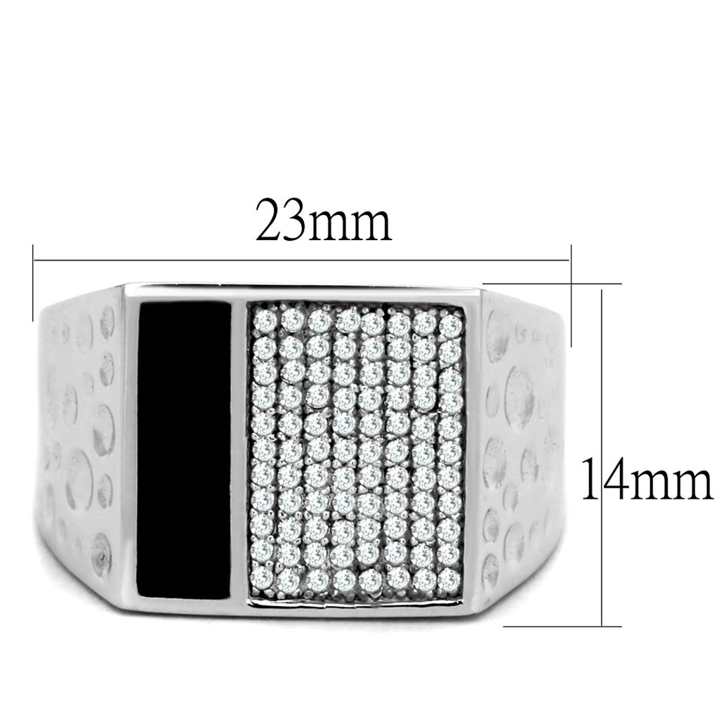 TS219 - Rhodium 925 Sterling Silver Ring with AAA Grade CZ  in Clear-1