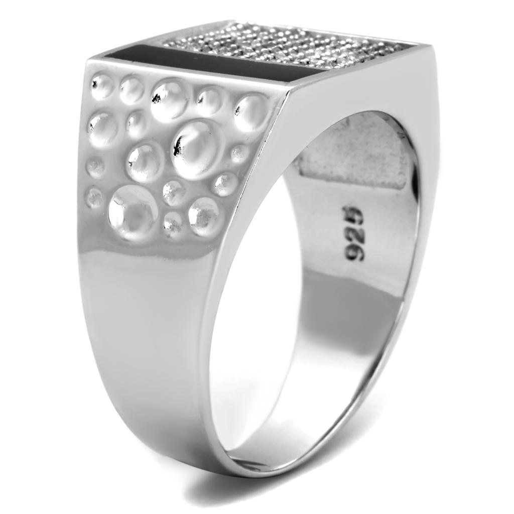 TS219 - Rhodium 925 Sterling Silver Ring with AAA Grade CZ  in Clear-3