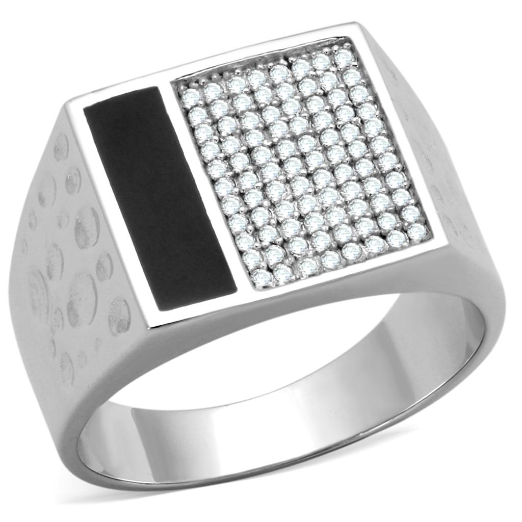 TS219 - Rhodium 925 Sterling Silver Ring with AAA Grade CZ  in Clear-4