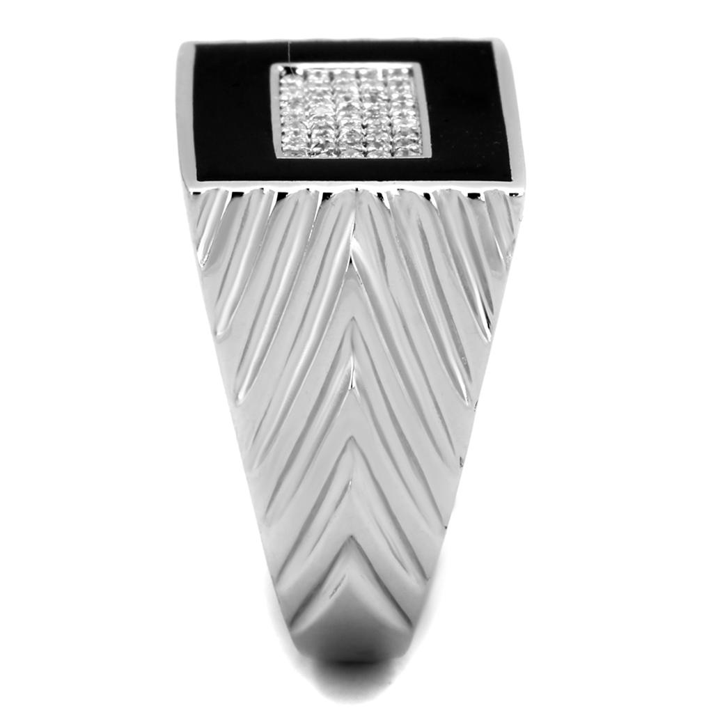 TS220 - Rhodium 925 Sterling Silver Ring with AAA Grade CZ  in Clear-3