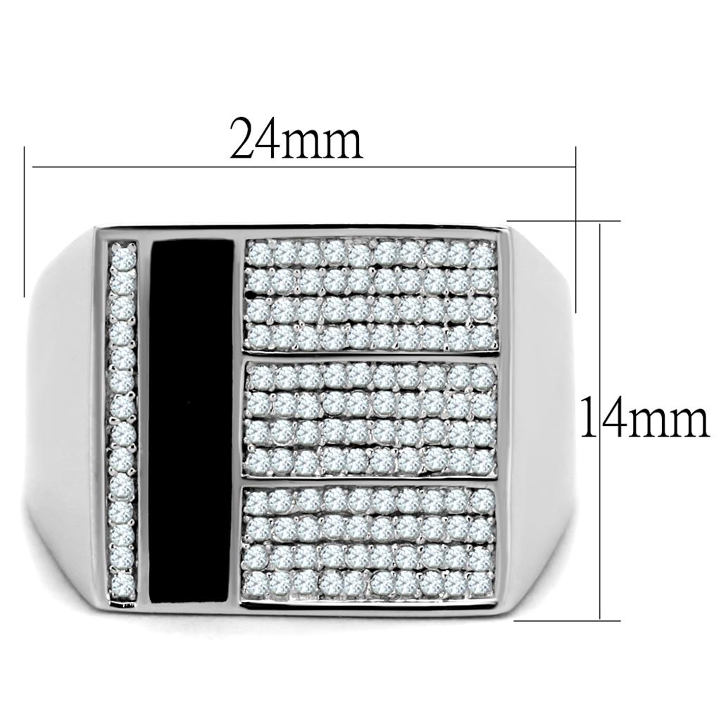 TS222 - Rhodium 925 Sterling Silver Ring with AAA Grade CZ  in Clear-1