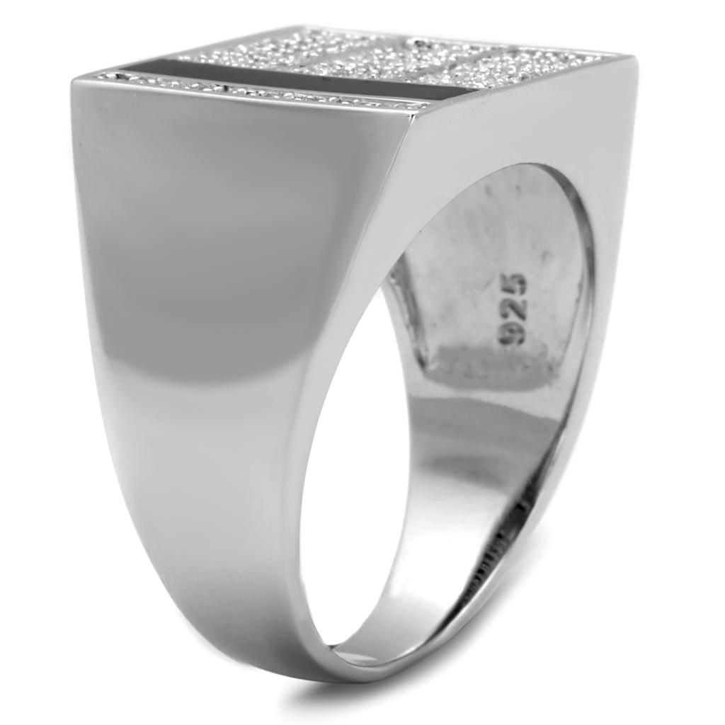 TS222 - Rhodium 925 Sterling Silver Ring with AAA Grade CZ  in Clear-3