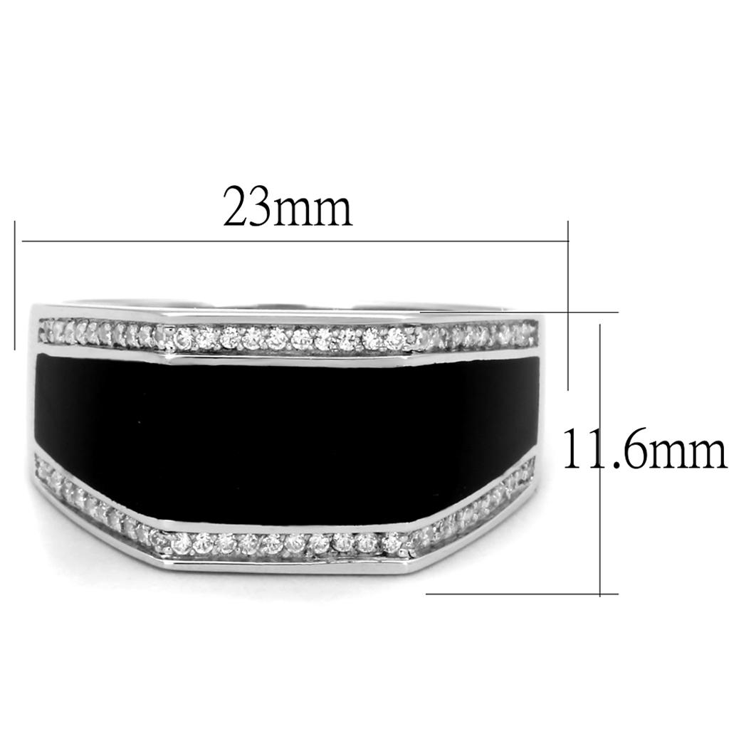 TS223 - Rhodium 925 Sterling Silver Ring with AAA Grade CZ  in Clear-1