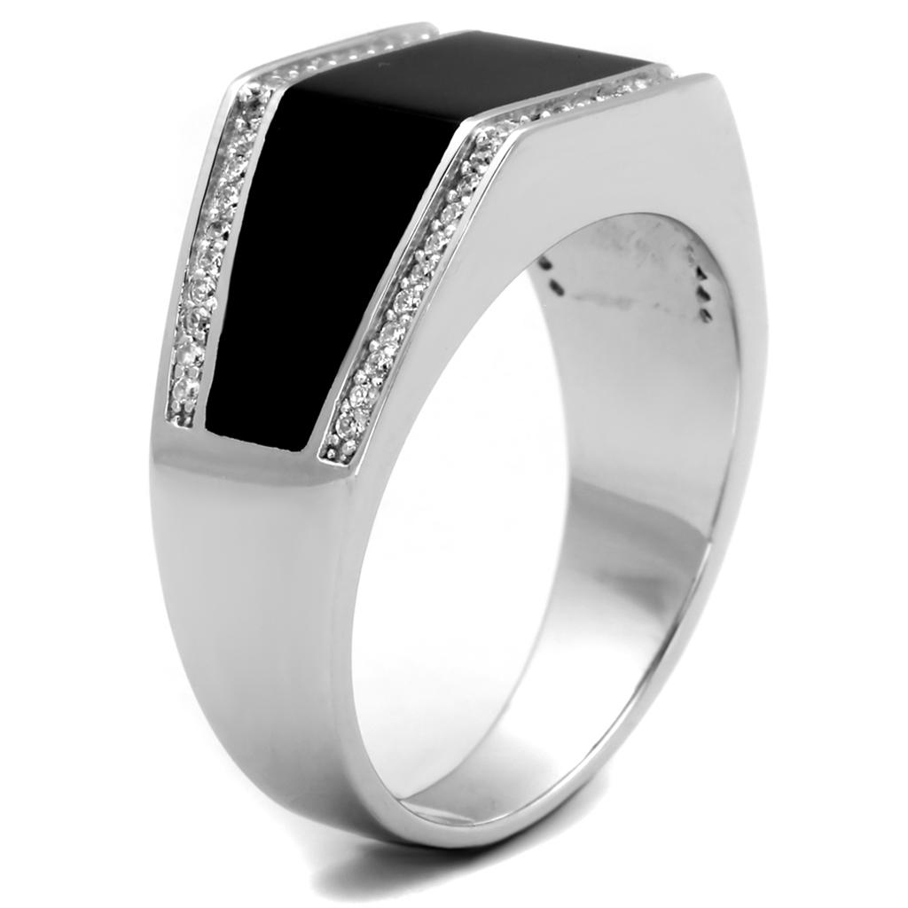 TS223 - Rhodium 925 Sterling Silver Ring with AAA Grade CZ  in Clear-3