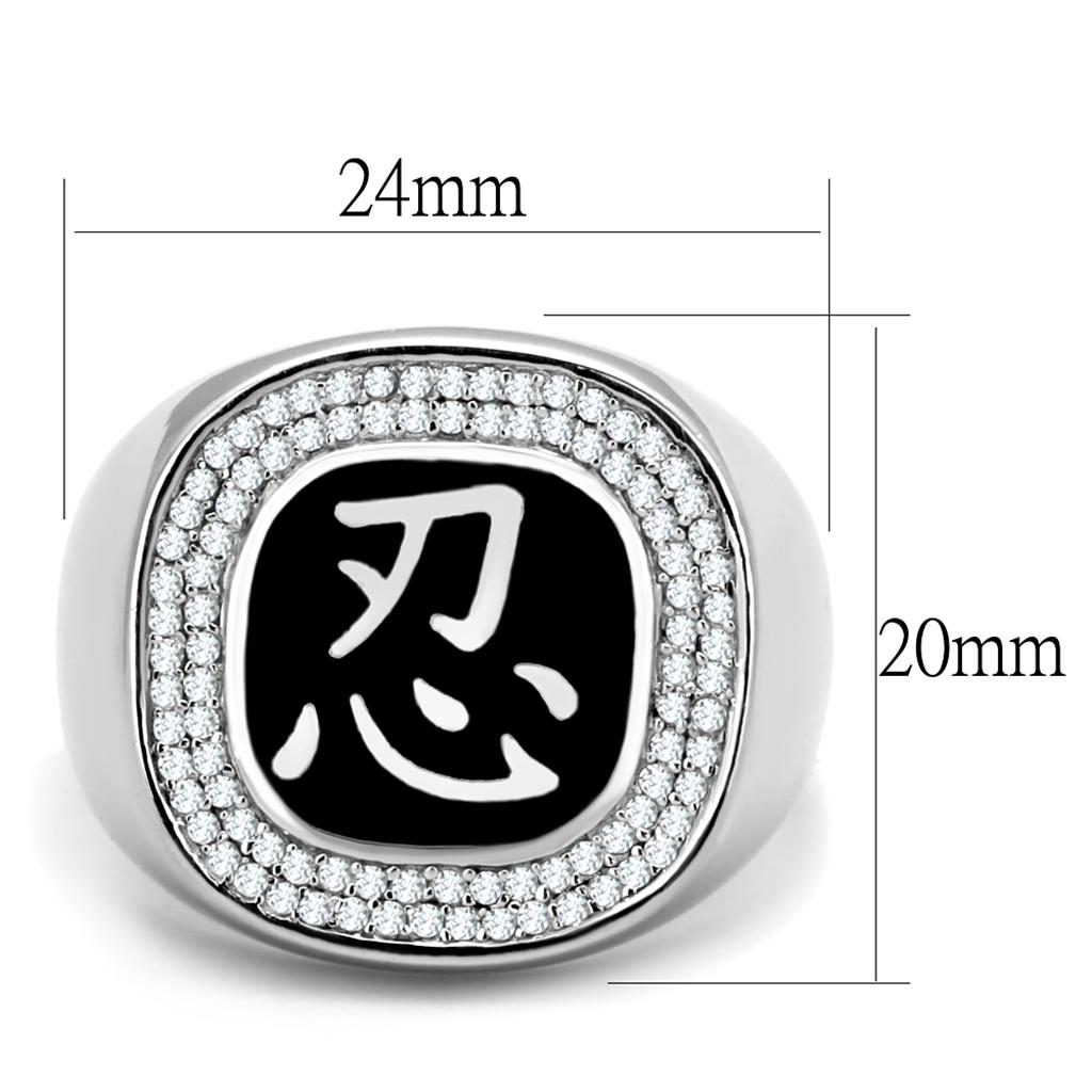 TS225 - Rhodium 925 Sterling Silver Ring with AAA Grade CZ  in Clear-1