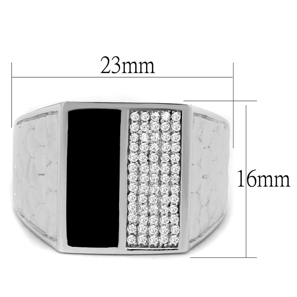 TS226 - Rhodium 925 Sterling Silver Ring with AAA Grade CZ  in Clear-1