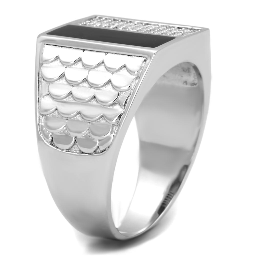 TS226 - Rhodium 925 Sterling Silver Ring with AAA Grade CZ  in Clear-3