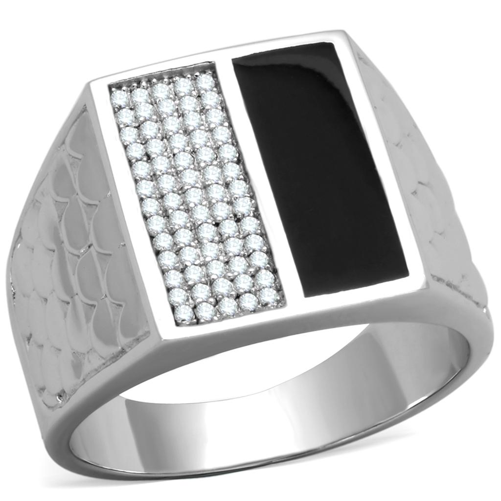 TS226 - Rhodium 925 Sterling Silver Ring with AAA Grade CZ  in Clear-4
