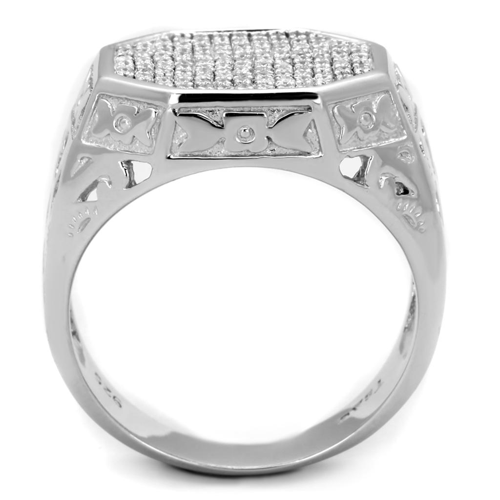 TS229 - Rhodium 925 Sterling Silver Ring with AAA Grade CZ  in Clear-2