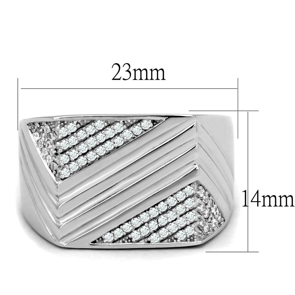 TS230 - Rhodium 925 Sterling Silver Ring with AAA Grade CZ  in Clear-1