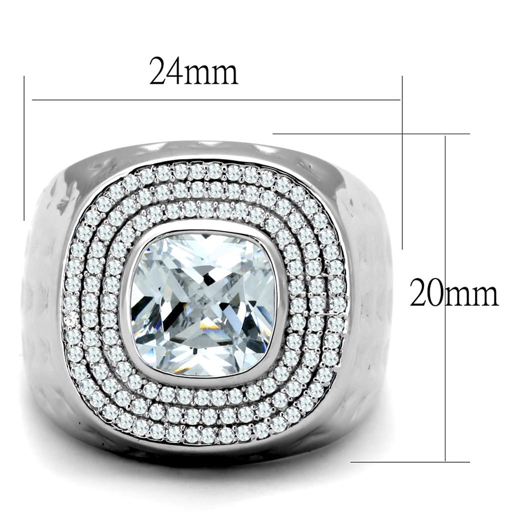 TS231 - Rhodium 925 Sterling Silver Ring with AAA Grade CZ  in Clear-1