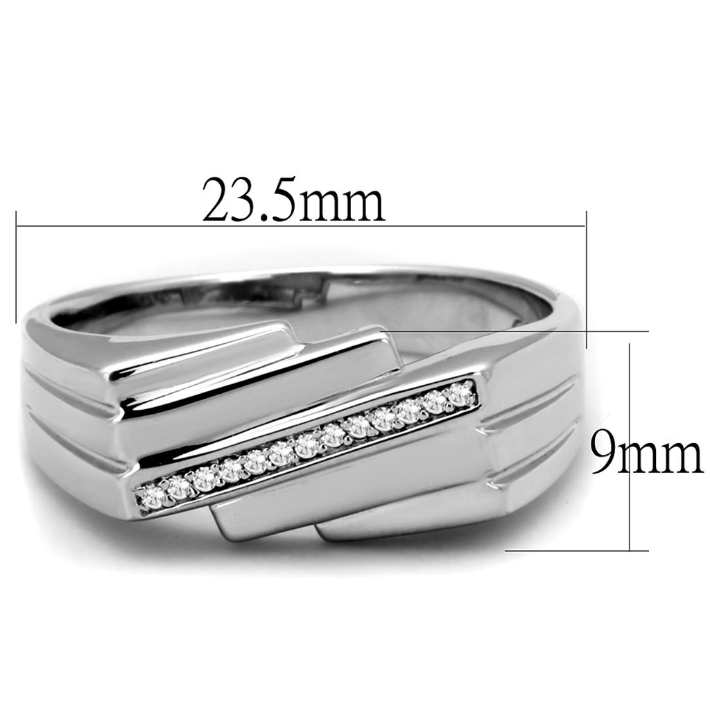 TS232 - Rhodium 925 Sterling Silver Ring with AAA Grade CZ  in Clear-1
